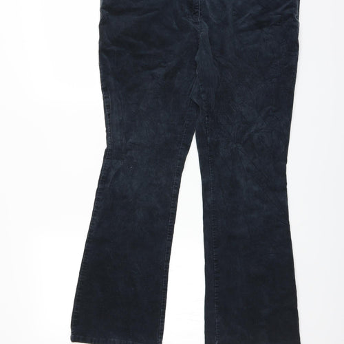Marks and Spencer Womens Blue  Corduroy Trousers  Size 16 L27 in - SHORT LEG bootleg