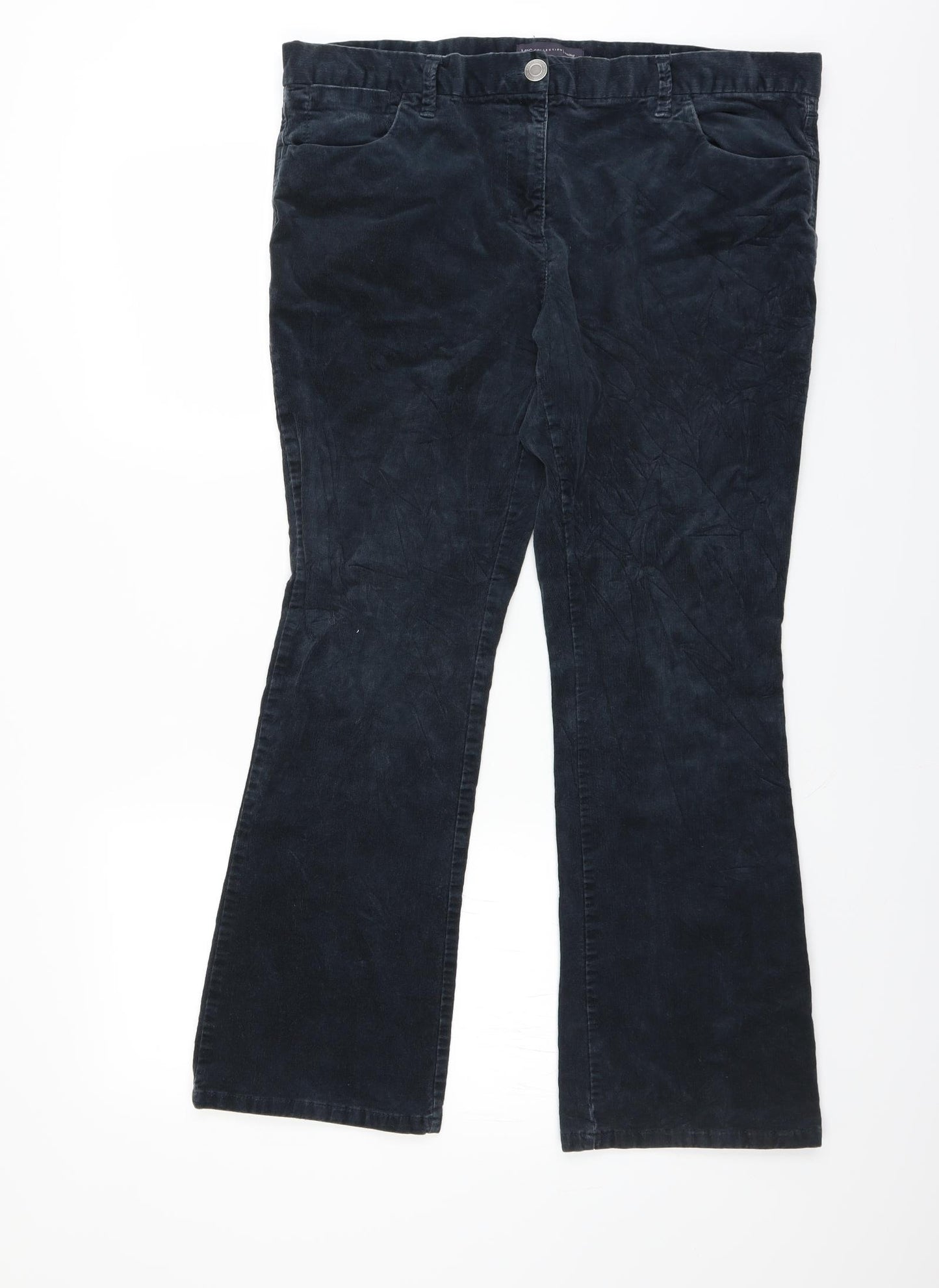 Marks and Spencer Womens Blue  Corduroy Trousers  Size 16 L27 in - SHORT LEG bootleg