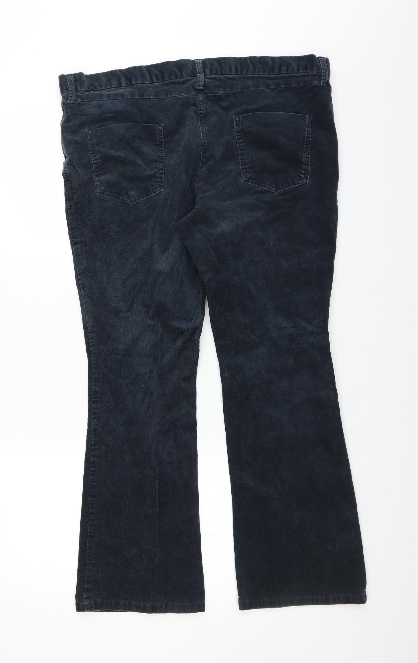 Marks and Spencer Womens Blue  Corduroy Trousers  Size 16 L27 in - SHORT LEG bootleg