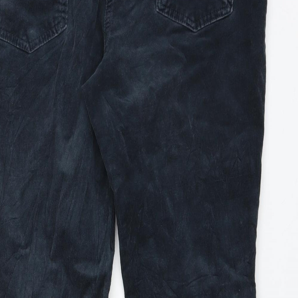 Marks and Spencer Womens Blue  Corduroy Trousers  Size 16 L27 in - SHORT LEG bootleg