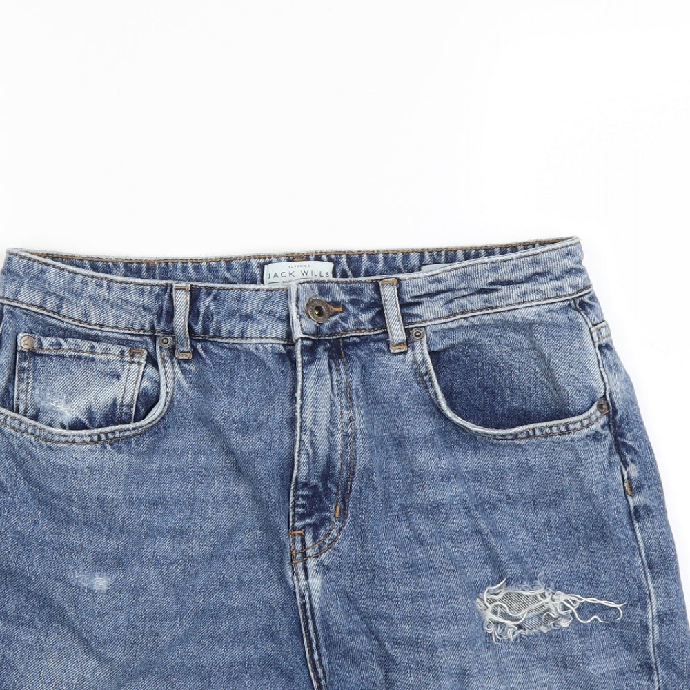 Jack Wills Womens Blue  Denim Bermuda Shorts Size 30 in - DISTRESSED