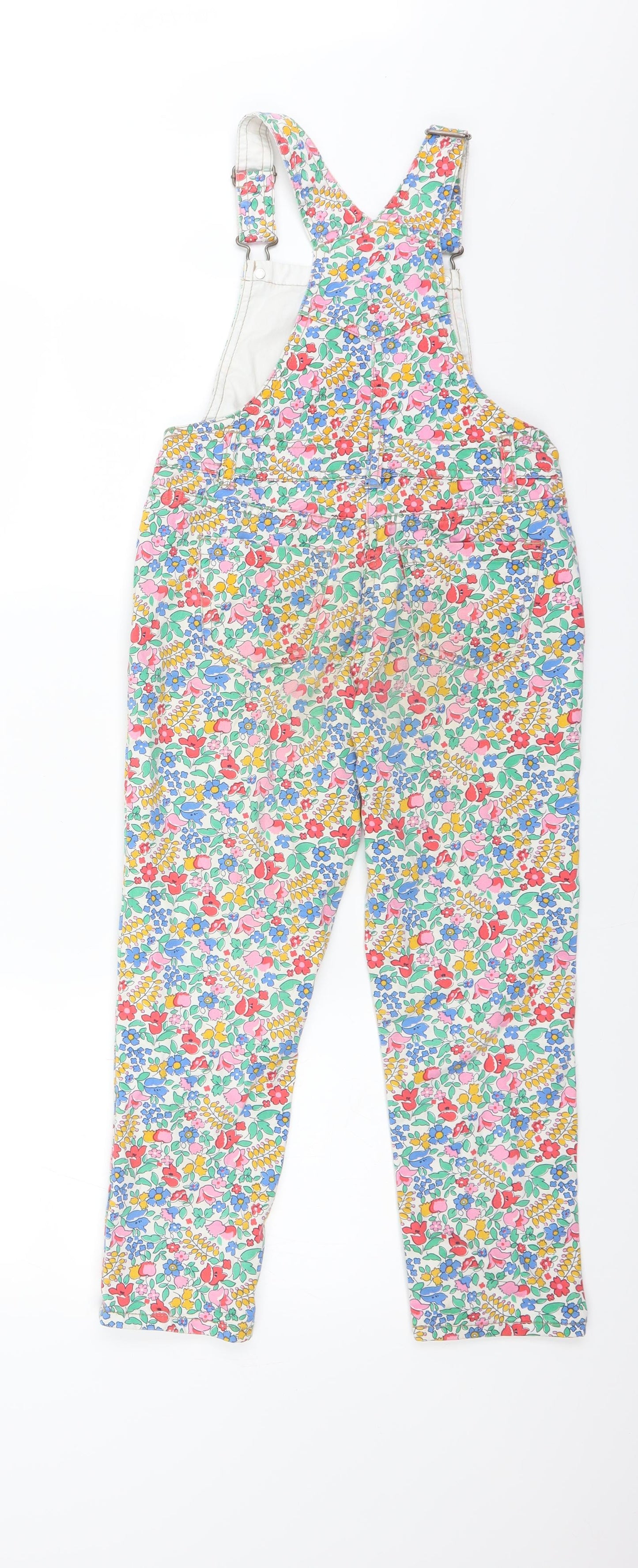 Mini Boden Girls Multicoloured Floral  Dungaree One-Piece Size 7-8 Years