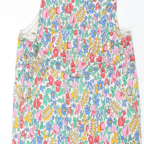 Mini Boden Girls Multicoloured Floral  Dungaree One-Piece Size 7-8 Years