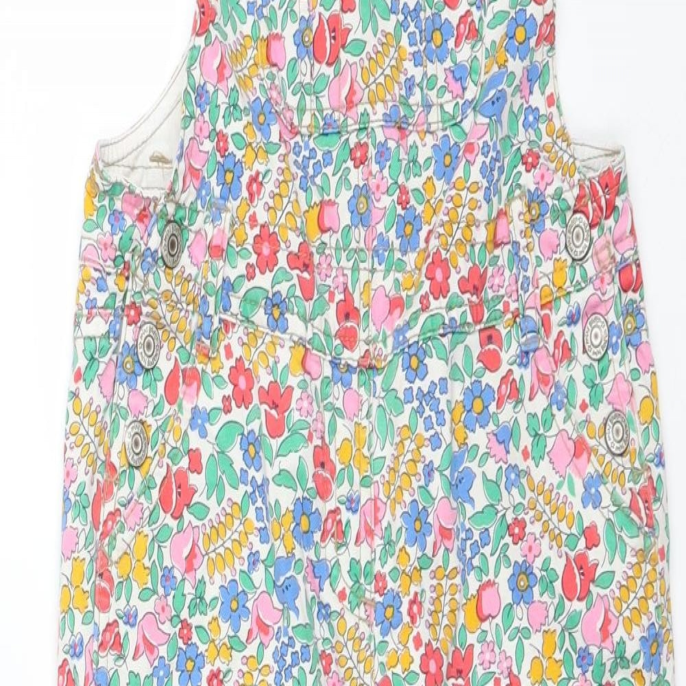 Mini Boden Girls Multicoloured Floral  Dungaree One-Piece Size 7-8 Years