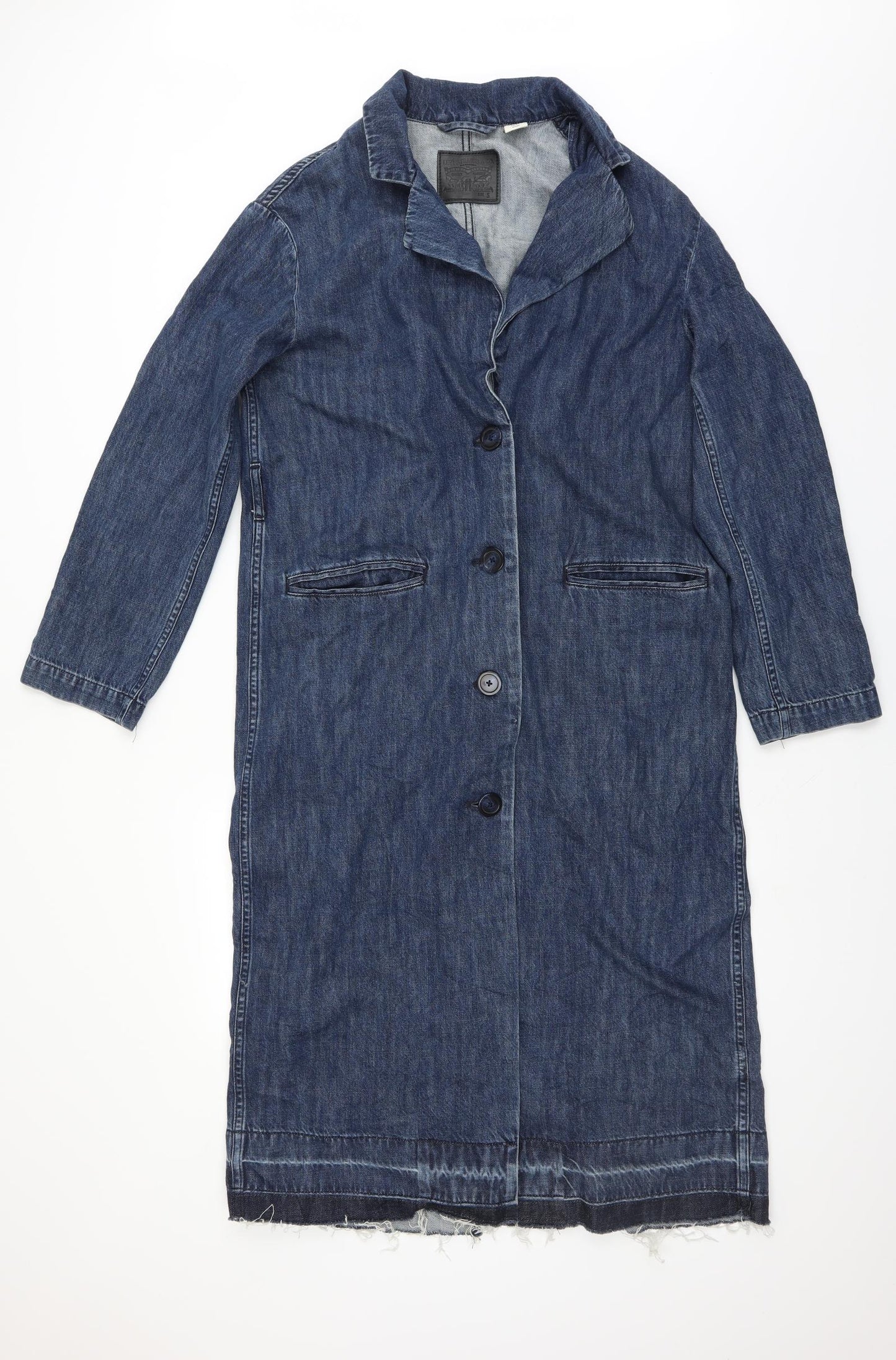 LEVIS Womens Blue  Denim Jacket  Size S  - Distressed hem