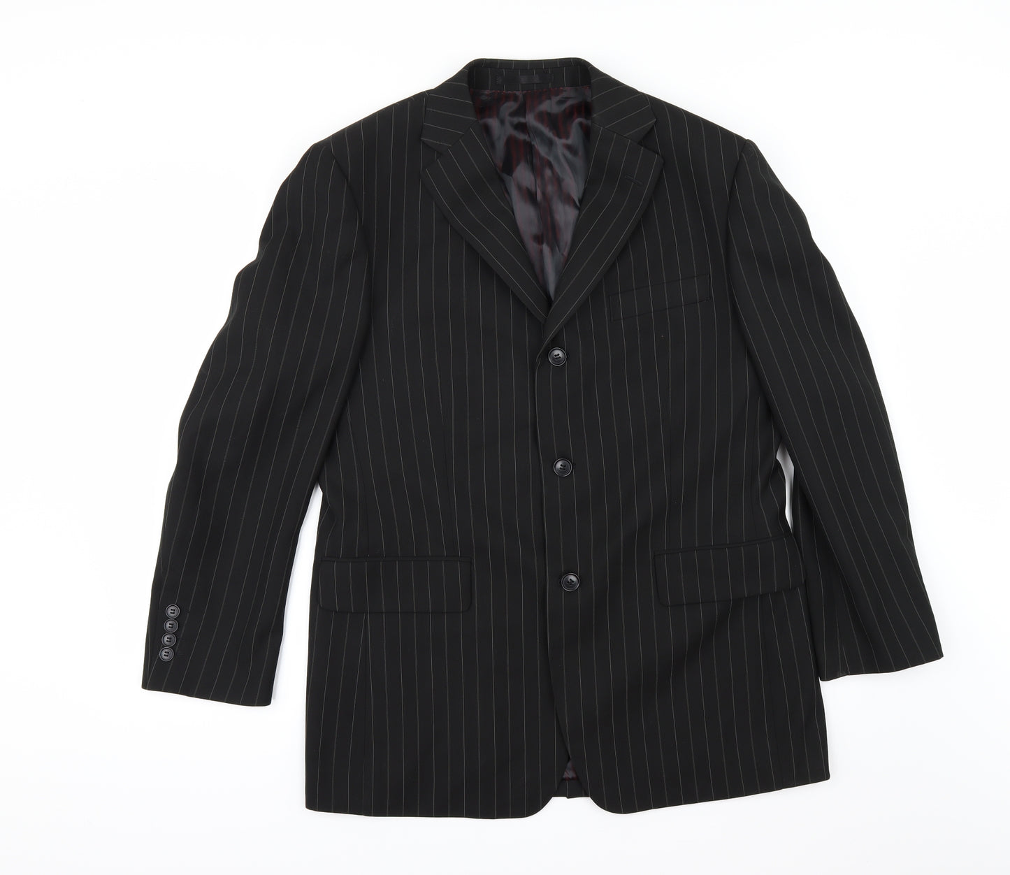Charlton Gray  Mens Black Striped  Jacket Suit Jacket Size 40