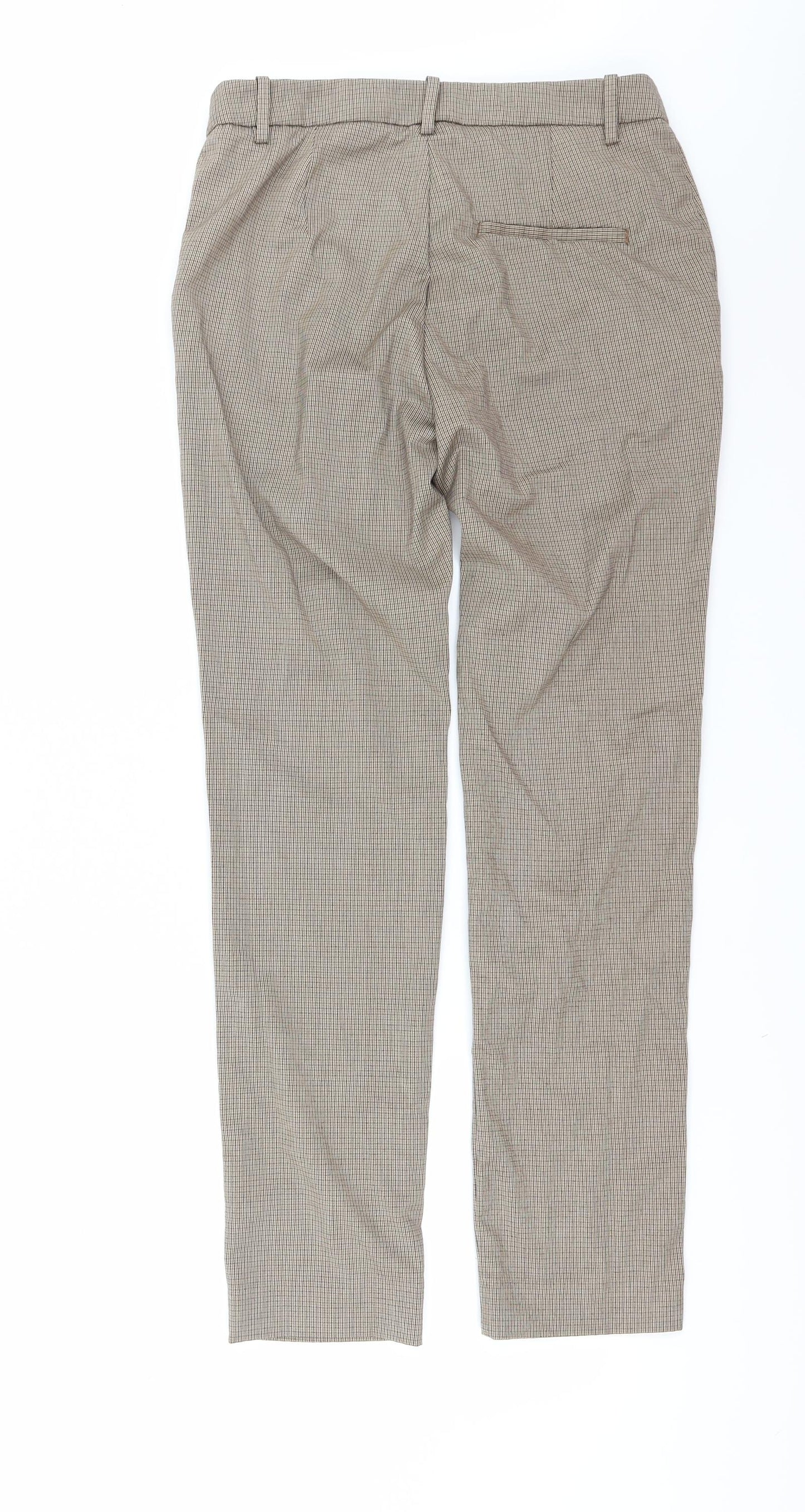 H&M Womens Beige Check  Trousers  Size 8 L30 in