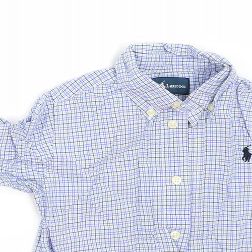 Ralph Lauren Boys Blue Check  Basic Button-Up Size 18-24 Months