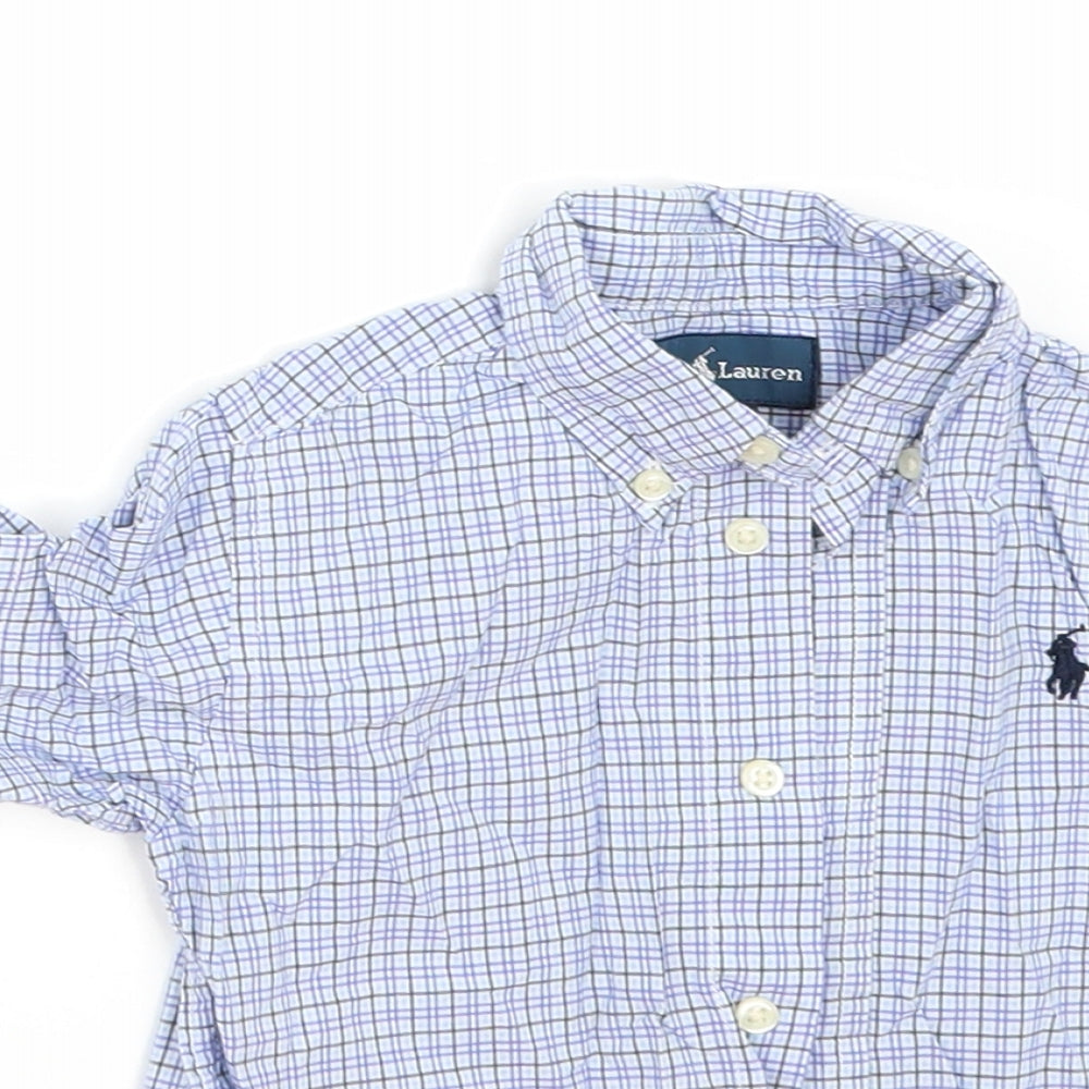 Ralph Lauren Boys Blue Check  Basic Button-Up Size 18-24 Months