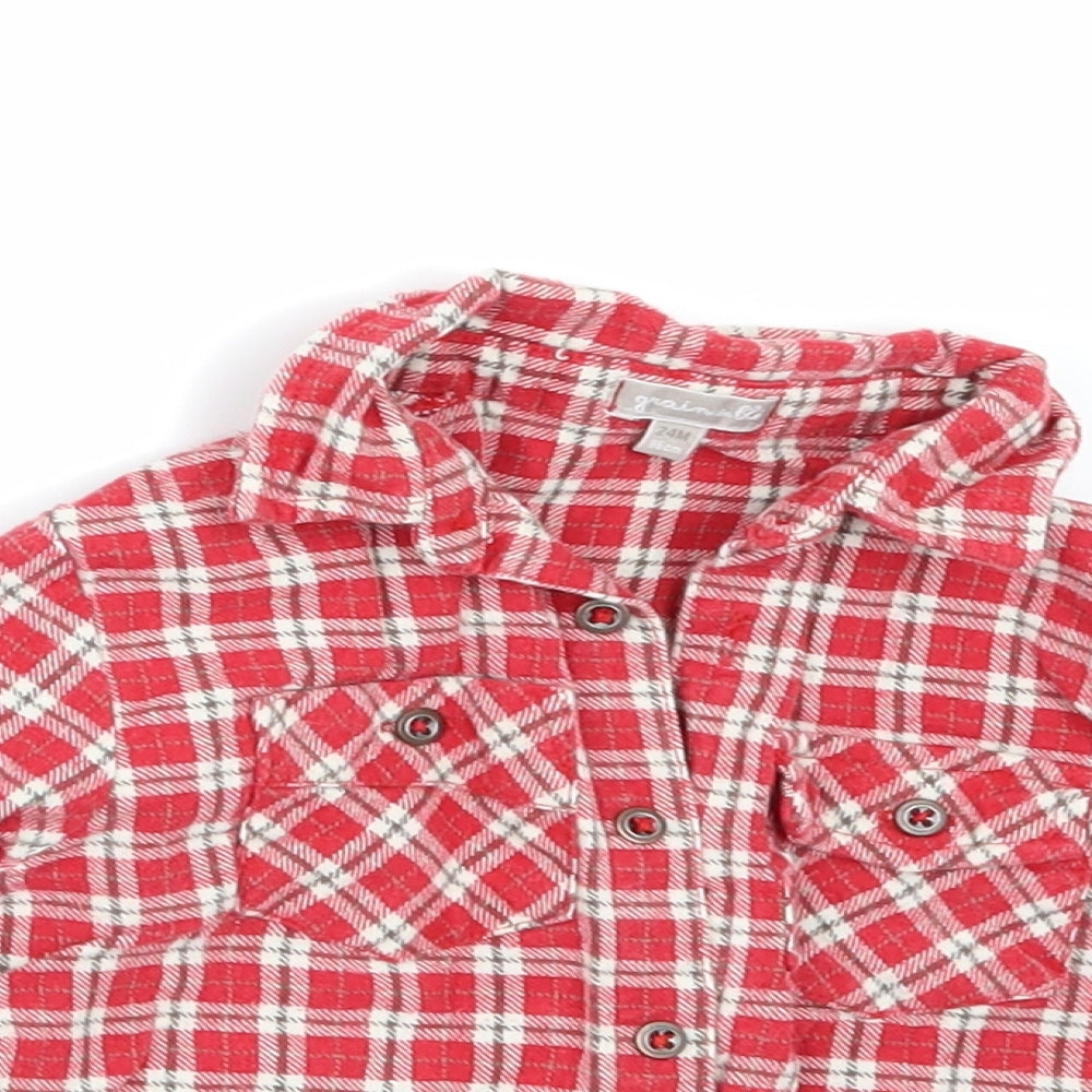 grain de ble Boys Red Check  Basic Button-Up Size 18-24 Months
