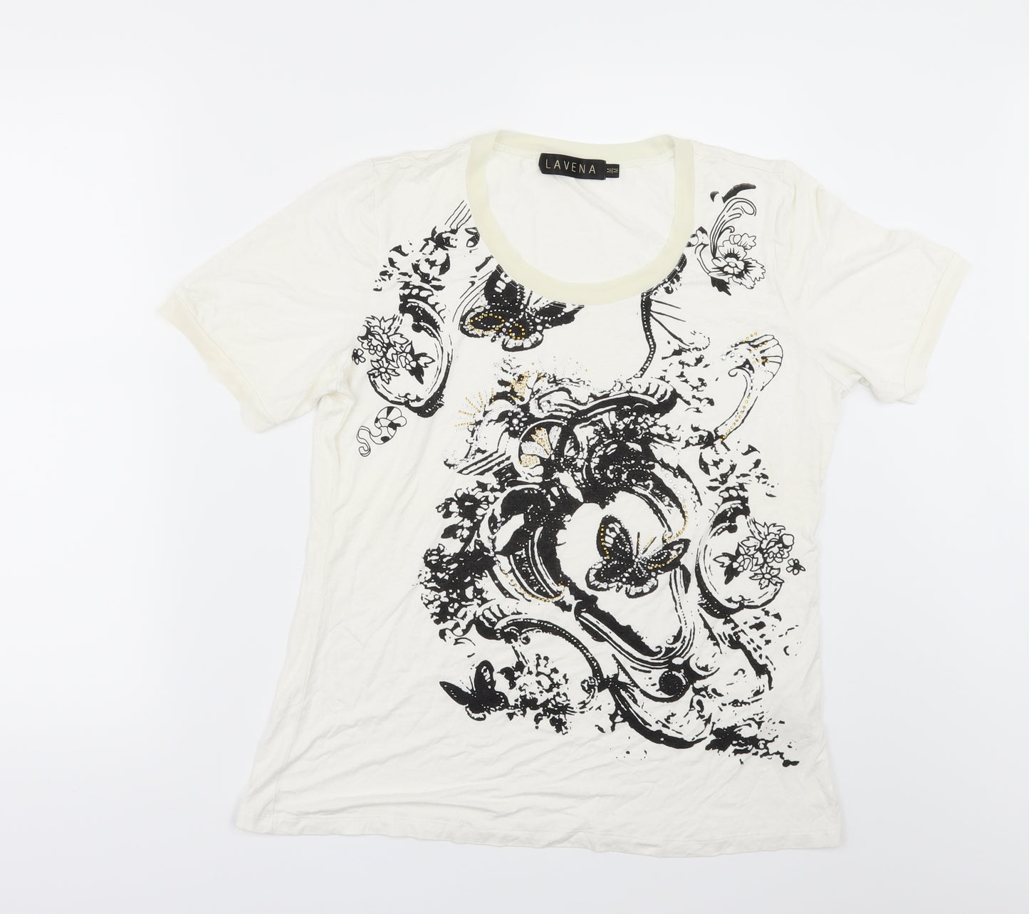 LAVENA Womens White   Basic T-Shirt Size M