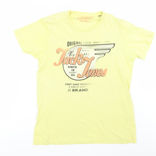 JACK & JONES Mens Yellow    T-Shirt Size XL