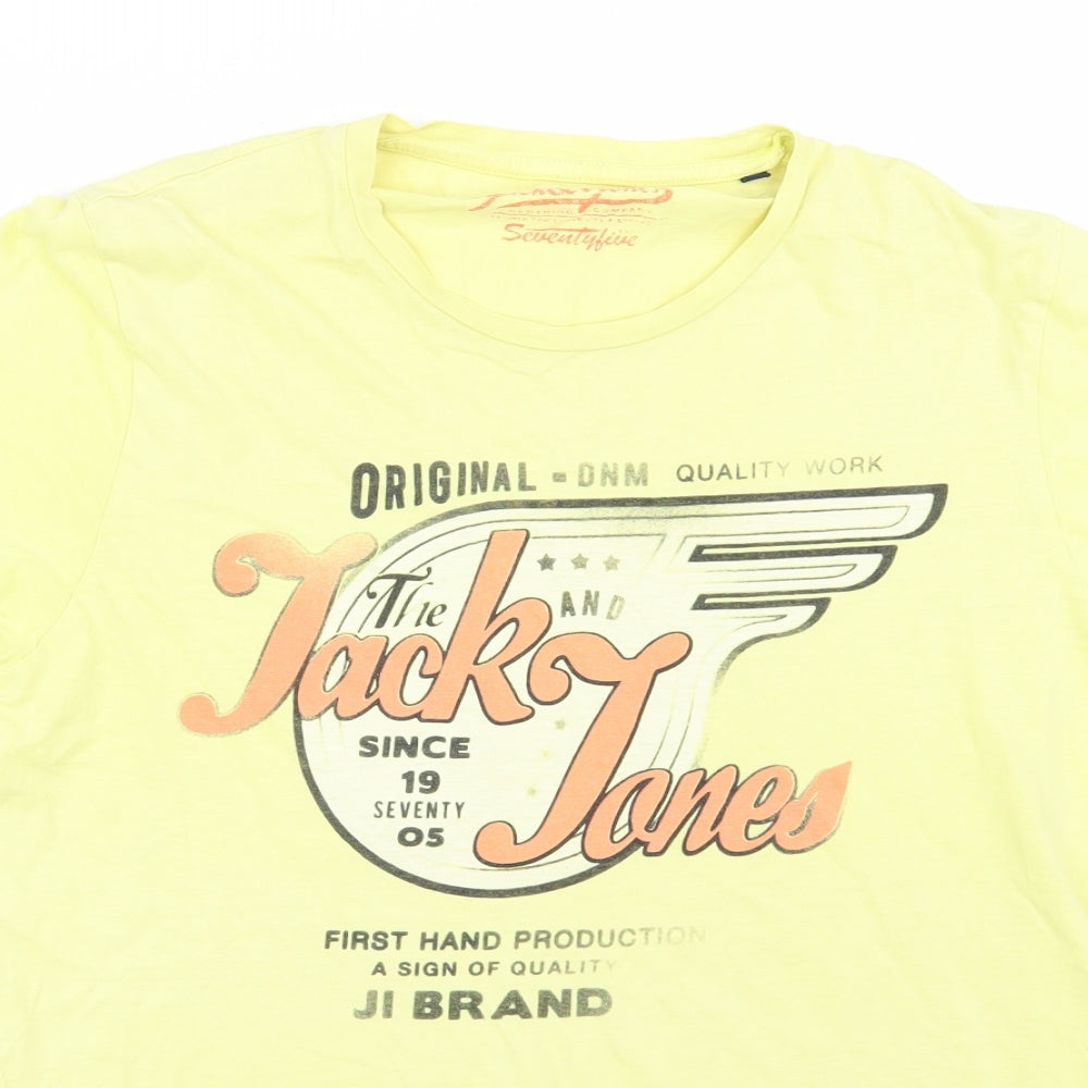 JACK & JONES Mens Yellow    T-Shirt Size XL