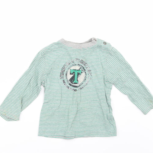 Timberland Boys Grey Striped  Basic T-Shirt Size 2 Years