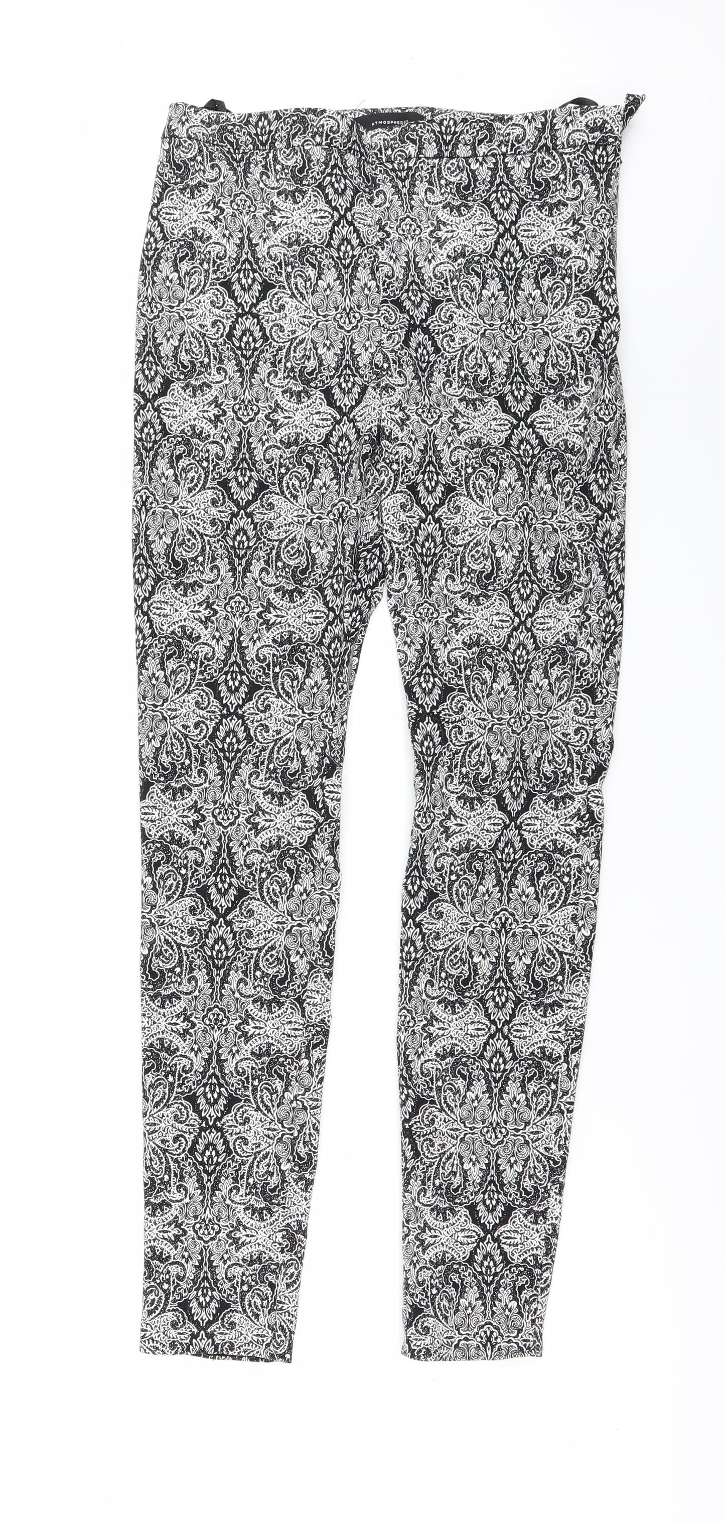 Atmosphere Womens Black Geometric  Trousers  Size 10 L30 in
