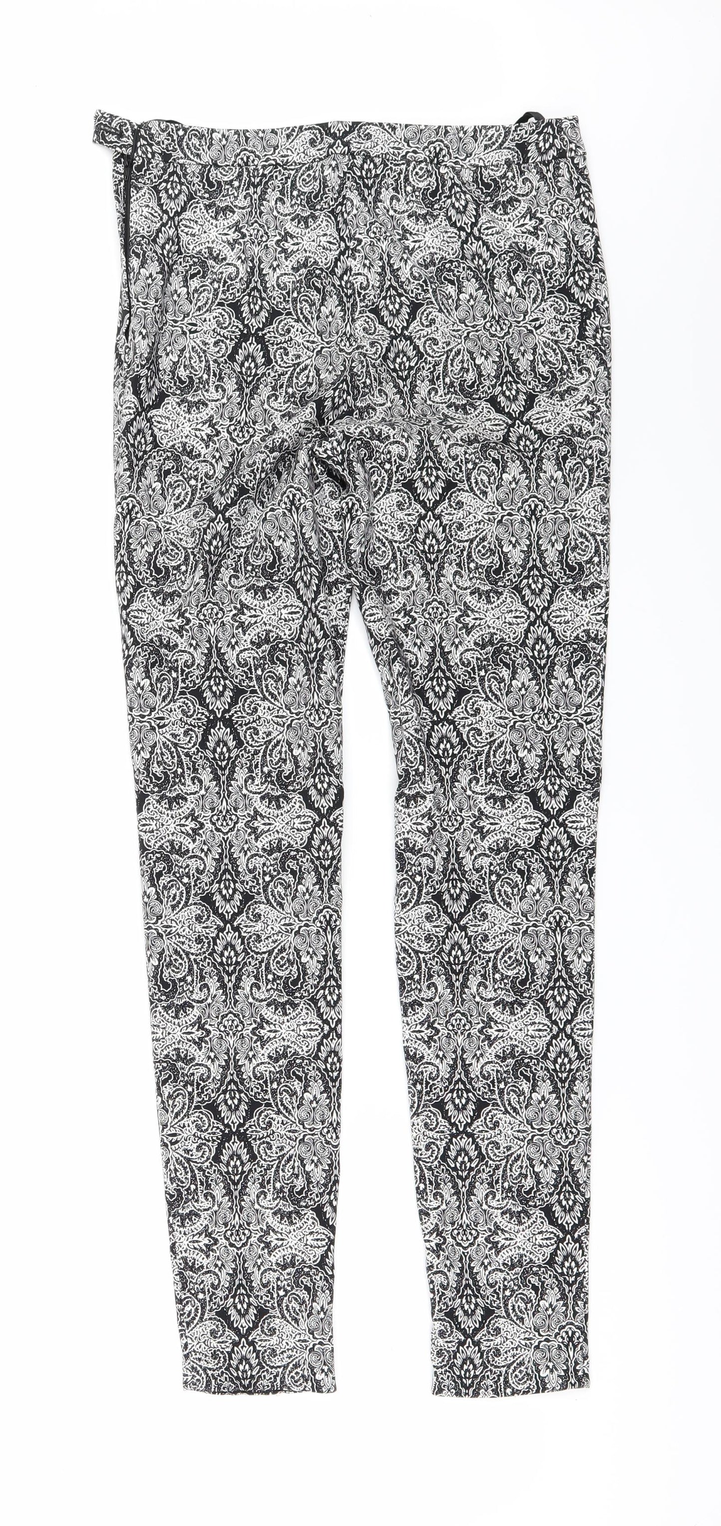 Atmosphere Womens Black Geometric  Trousers  Size 10 L30 in