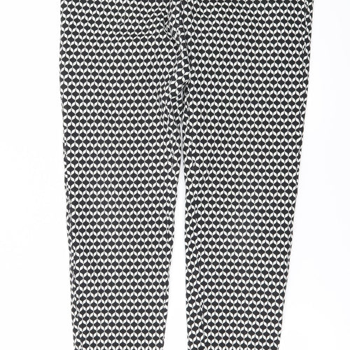 H&M Womens Black Geometric  Trousers  Size 8 L26 in