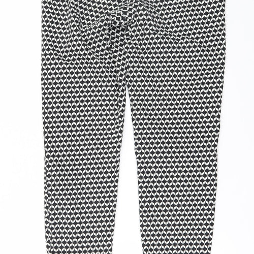 H&M Womens Black Geometric  Trousers  Size 8 L26 in
