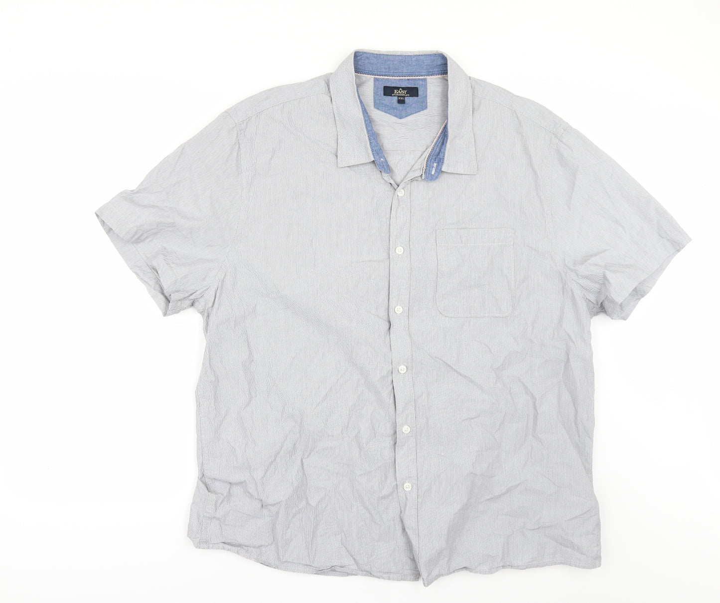 Easy Mens Blue Striped   Button-Up Size 2XL