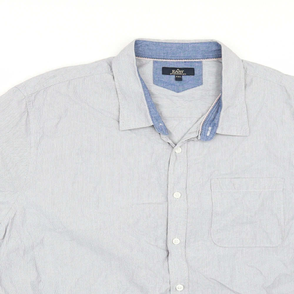 Easy Mens Blue Striped   Button-Up Size 2XL