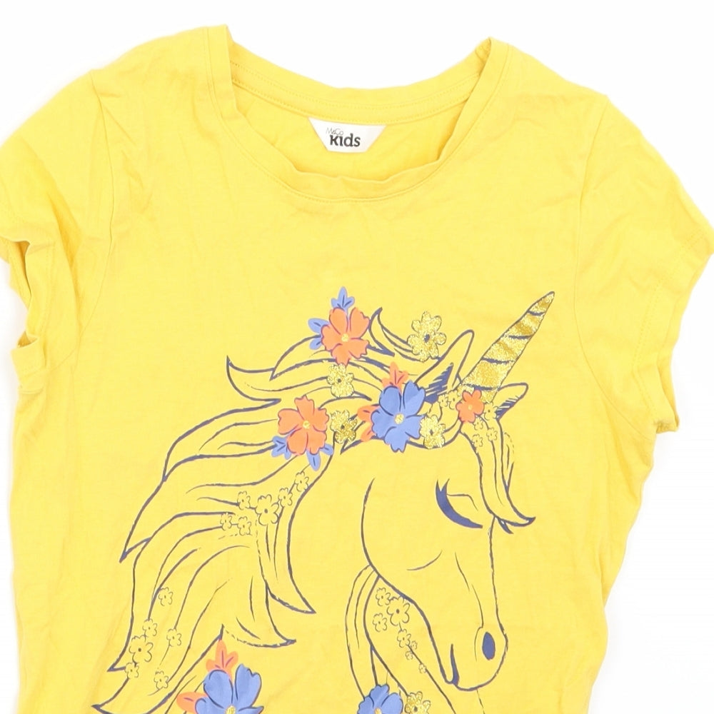 M&Co Girls Yellow   Basic T-Shirt Size 9 Years