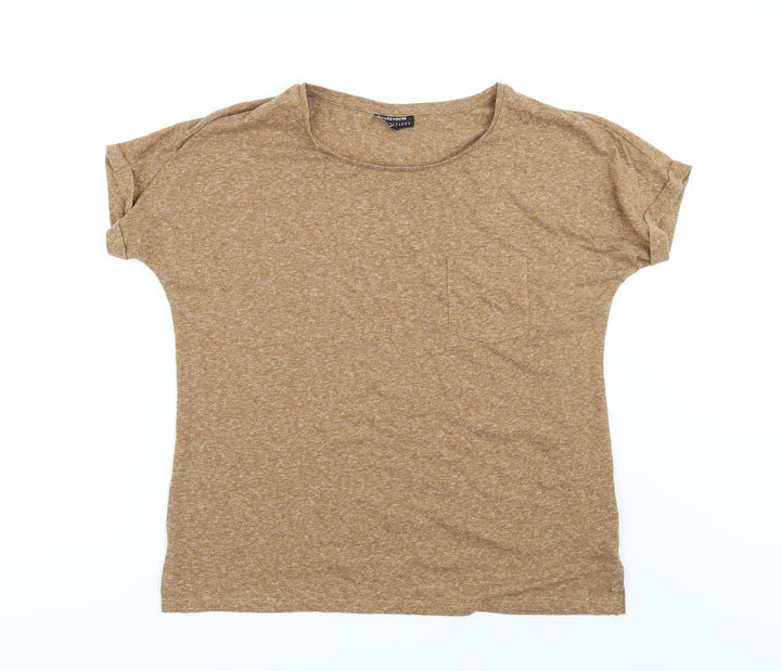 Warehouse Womens Brown Basic T-Shirt Size 4
