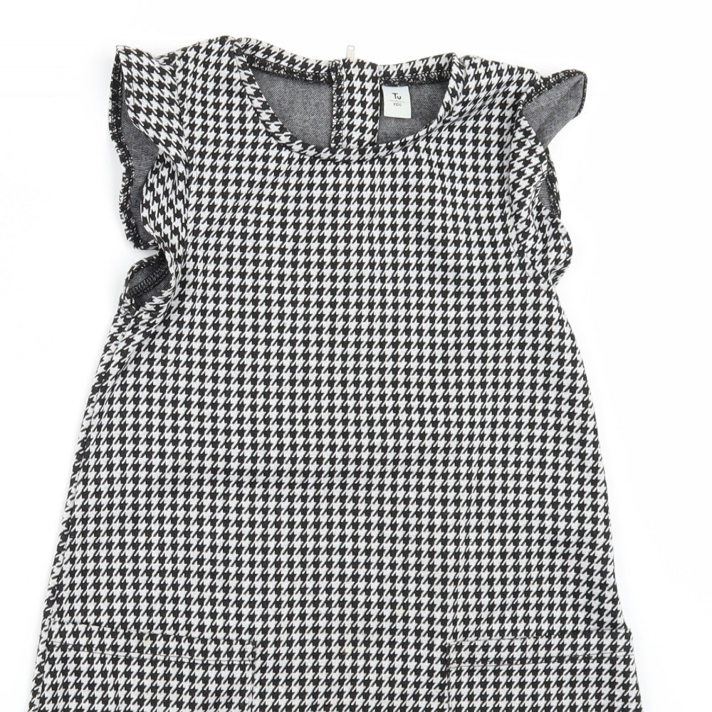 TU Girls Black Check  A-Line  Size 9 Years