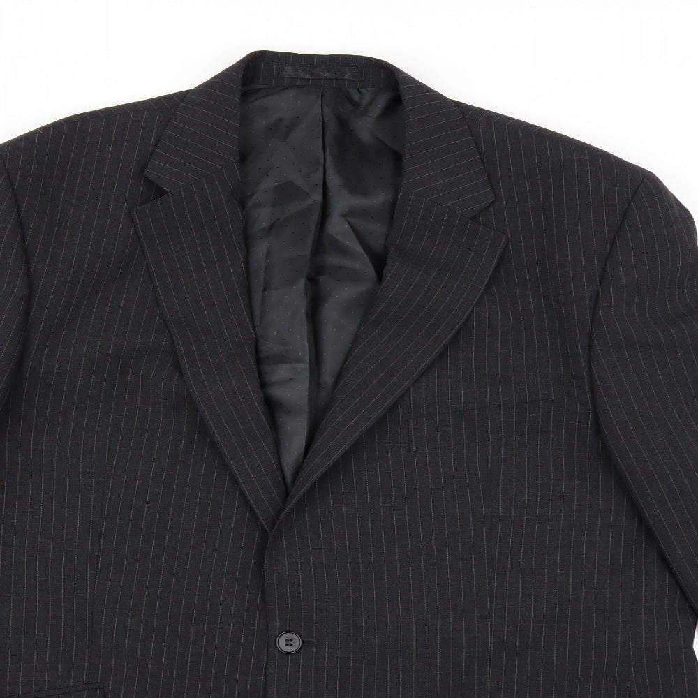 Preworn Mens Grey Striped  Jacket Suit Jacket Size 46