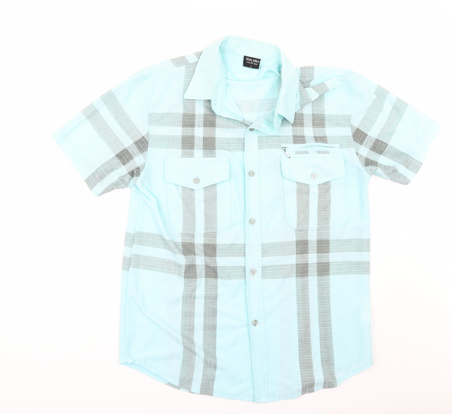 Max men Mens Blue Striped   Button-Up Size L