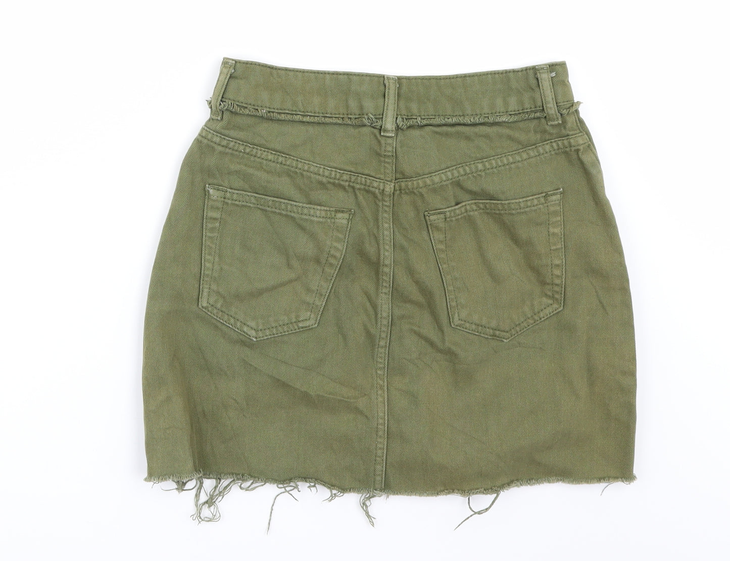 Topshop Womens Green  Denim Mini Skirt Size 6