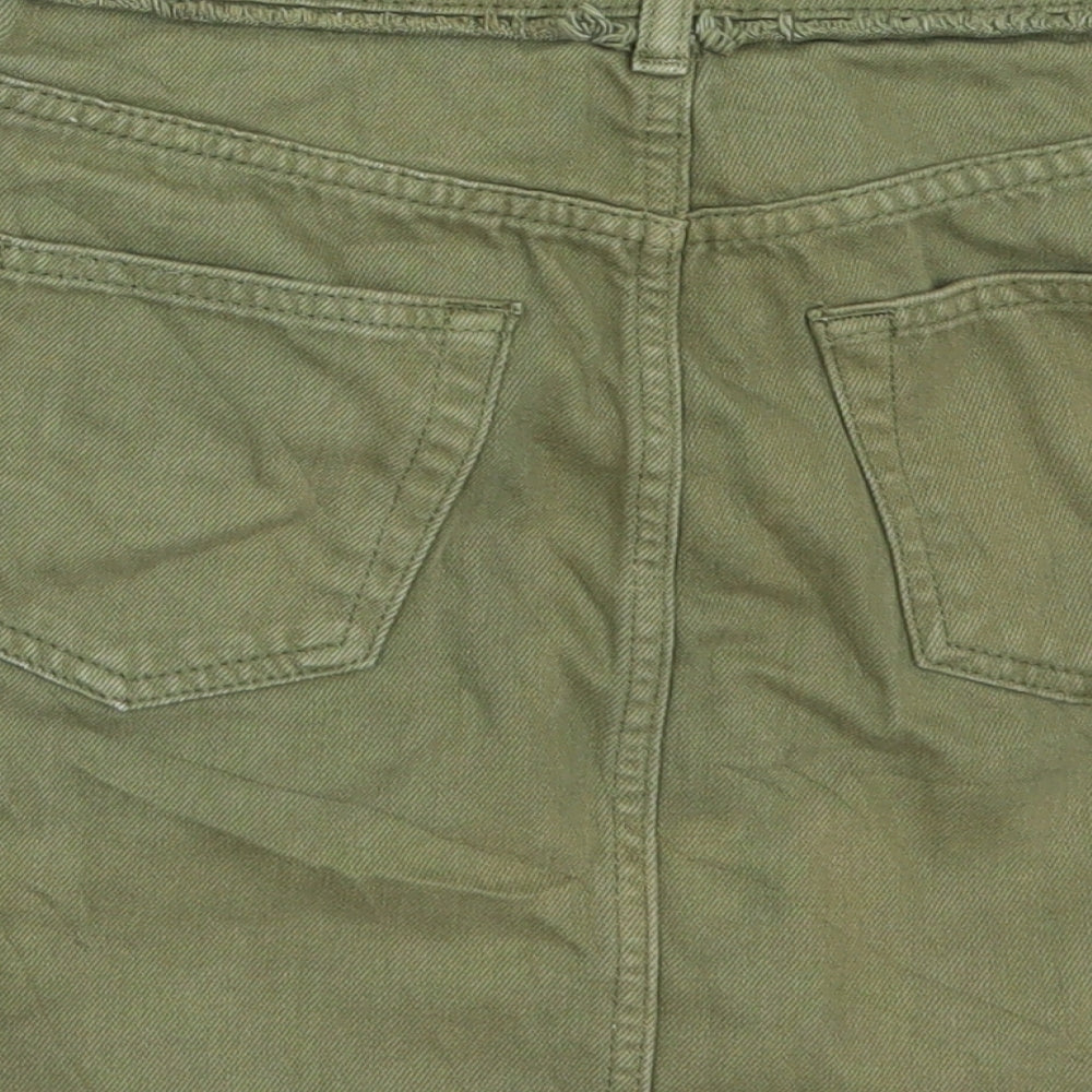 Topshop Womens Green  Denim Mini Skirt Size 6