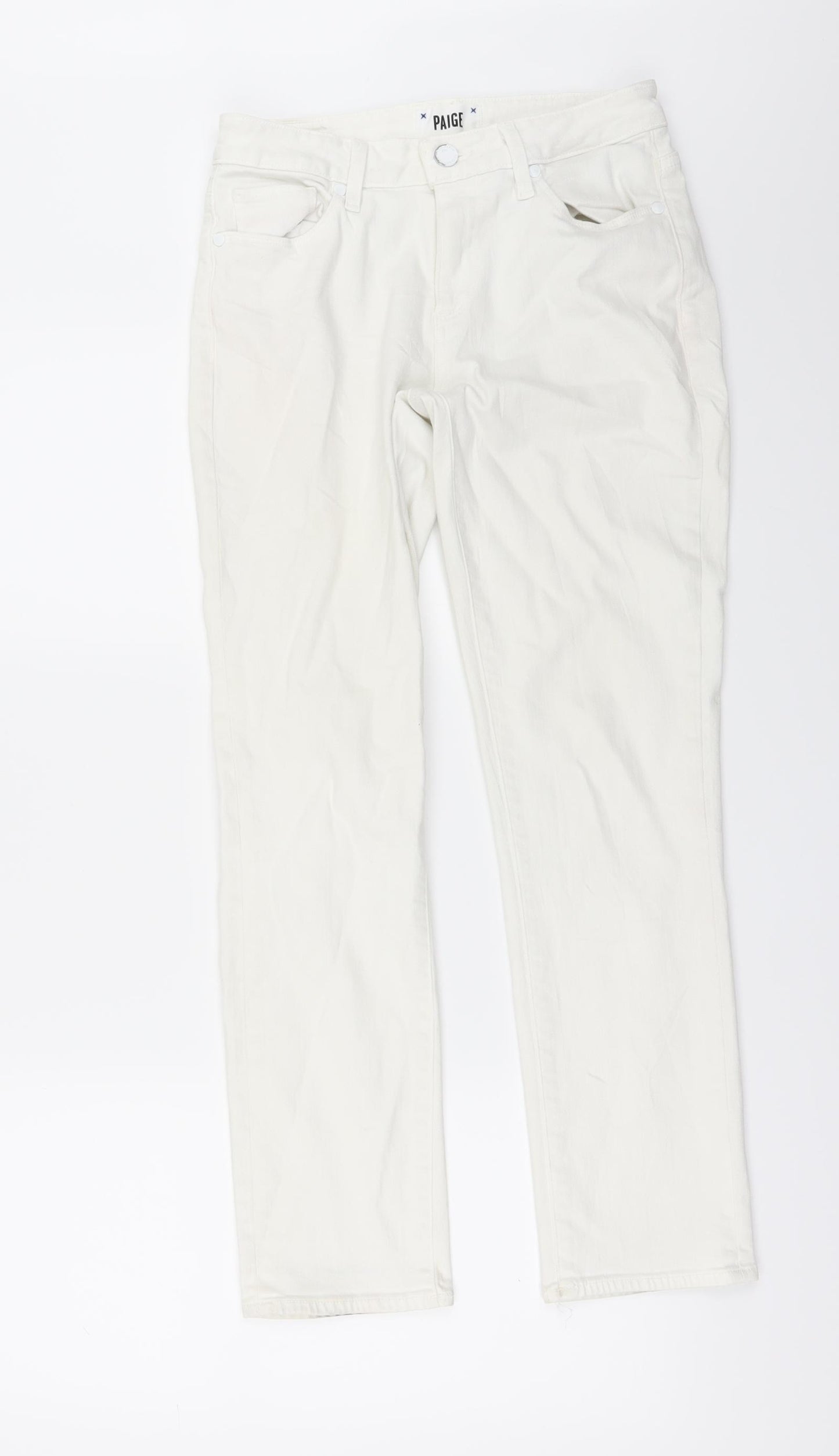 Paige Womens White  Denim Straight Jeans Size 28 in L27 in