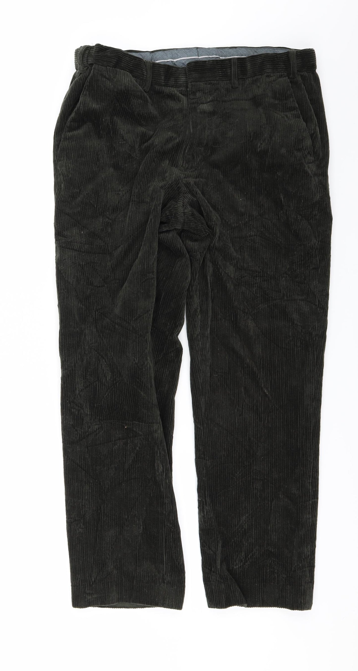 Marks and Spencer Mens Green  Corduroy Straight Jeans Size 34 L29 in