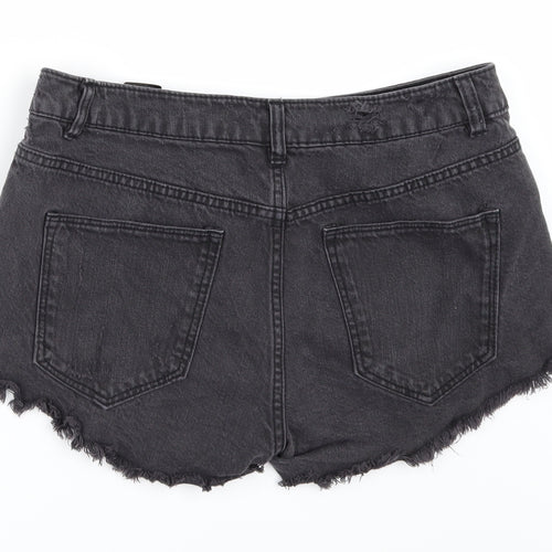 H&M Womens Black  Denim Hot Pants Shorts Size 14