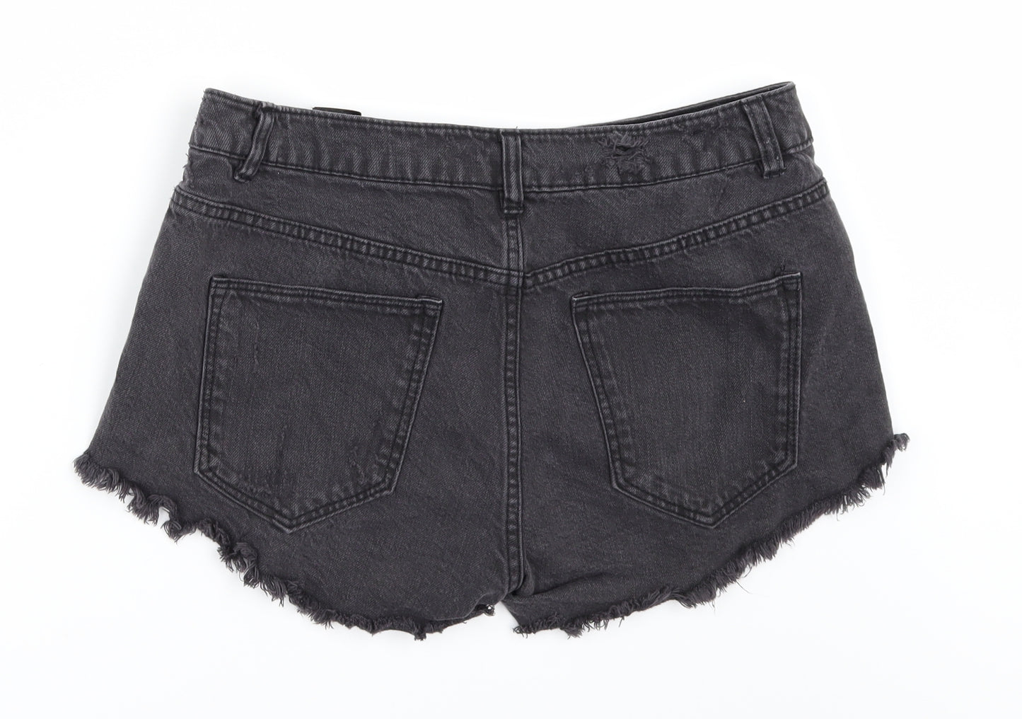 H&M Womens Black  Denim Hot Pants Shorts Size 14