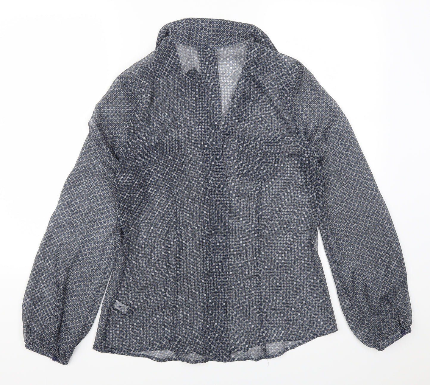 NEXT Womens Blue Geometric  Basic Button-Up Size 12
