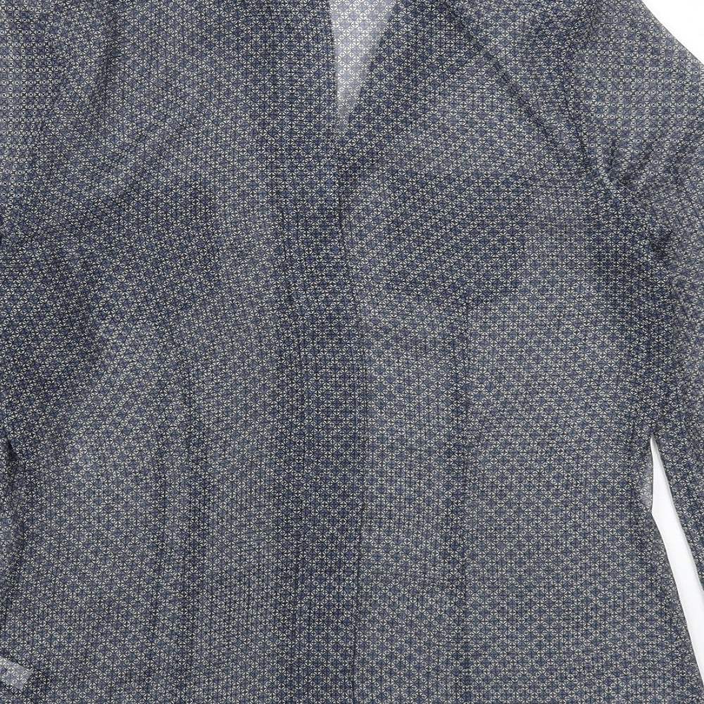 NEXT Womens Blue Geometric  Basic Button-Up Size 12