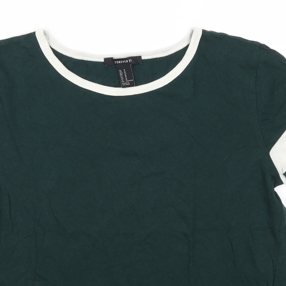 FOREVER 21 Womens Green Striped  Basic T-Shirt Size M