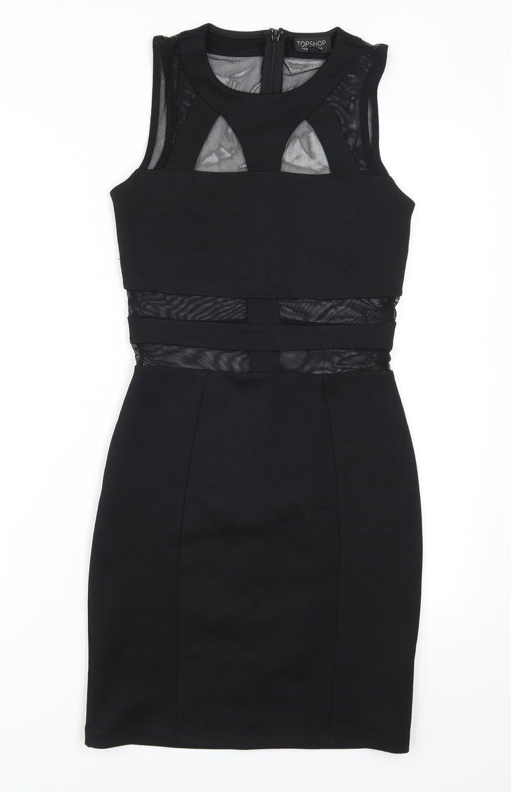 Topshop Womens Black Geometric  Mini  Size 6  - Mesh Cut Out