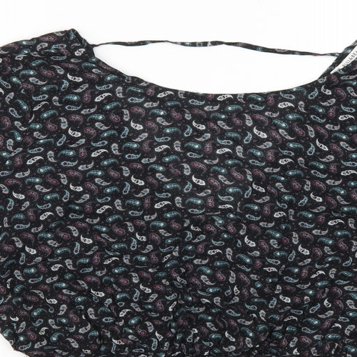 Pull & Bear Womens Purple Paisley  Cropped T-Shirt Size M