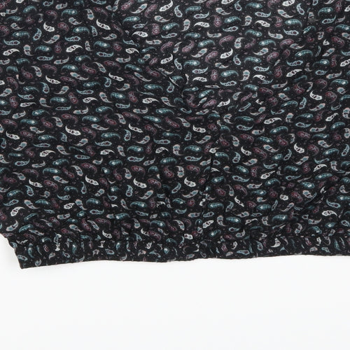 Pull & Bear Womens Purple Paisley  Cropped T-Shirt Size M