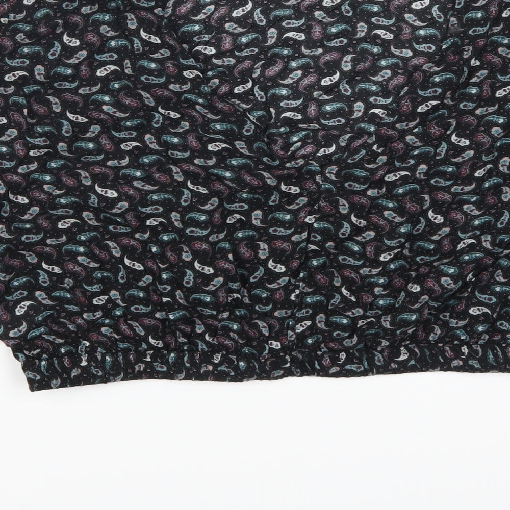 Pull & Bear Womens Purple Paisley  Cropped T-Shirt Size M