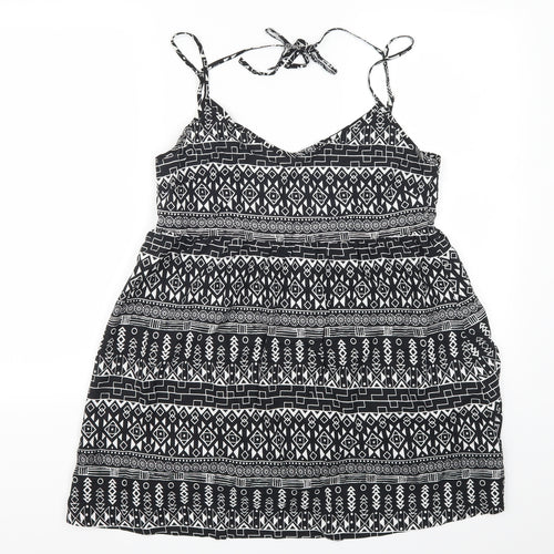 H&M Womens Black Geometric  Tank Dress  Size 8