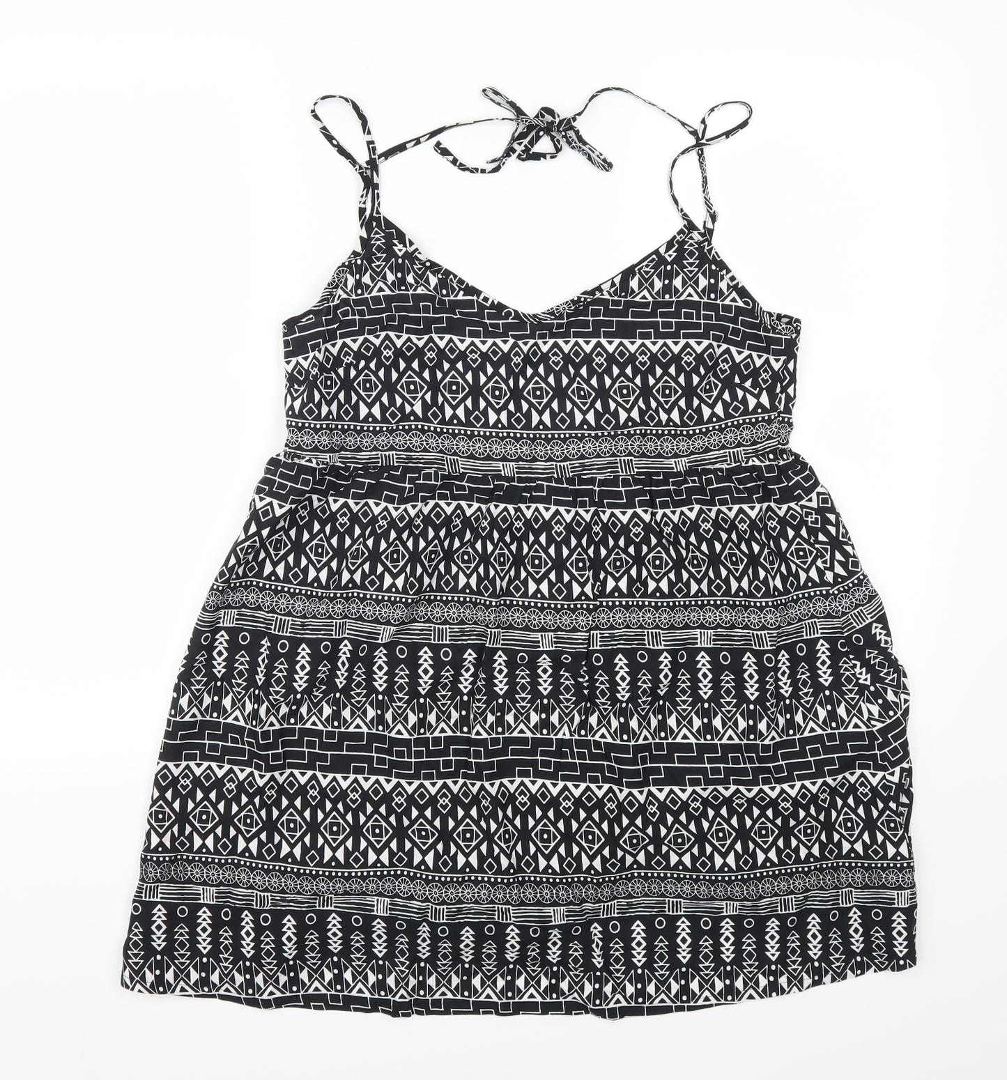 H&M Womens Black Geometric  Tank Dress  Size 8