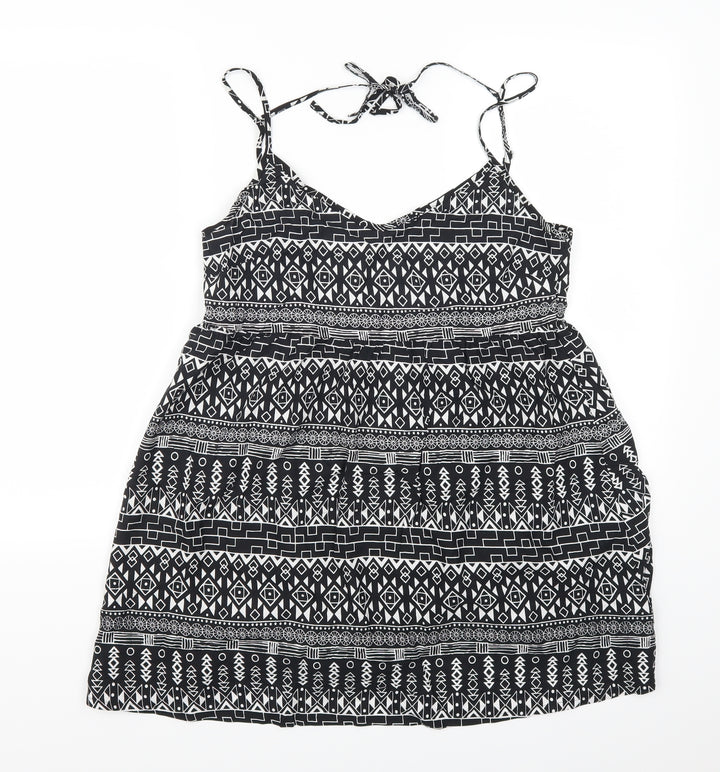 H&M Womens Black Geometric  Tank Dress  Size 8