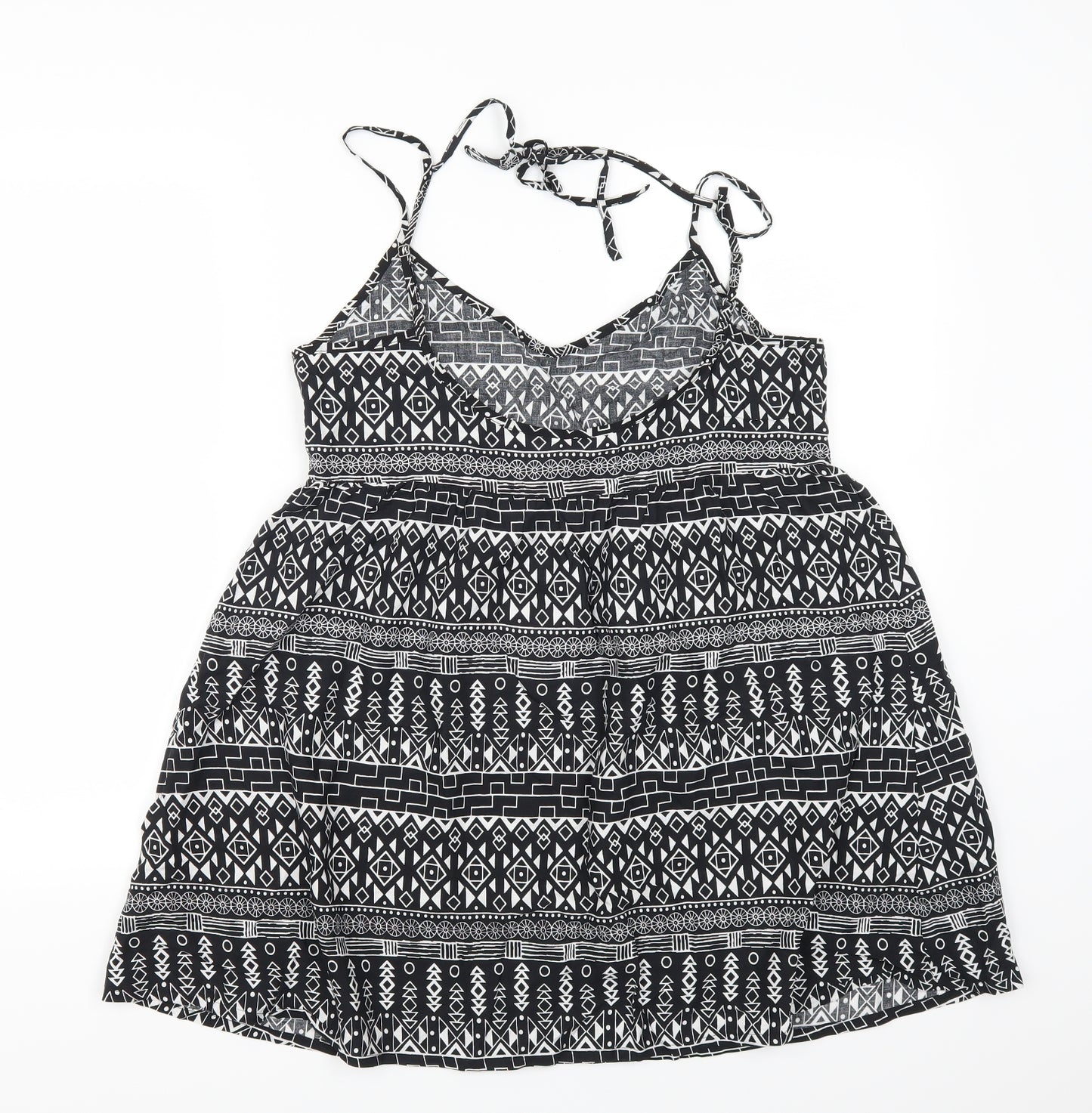 H&M Womens Black Geometric  Tank Dress  Size 8
