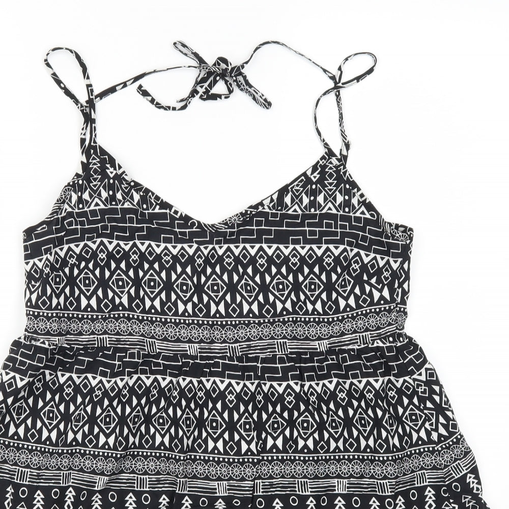 H&M Womens Black Geometric  Tank Dress  Size 8