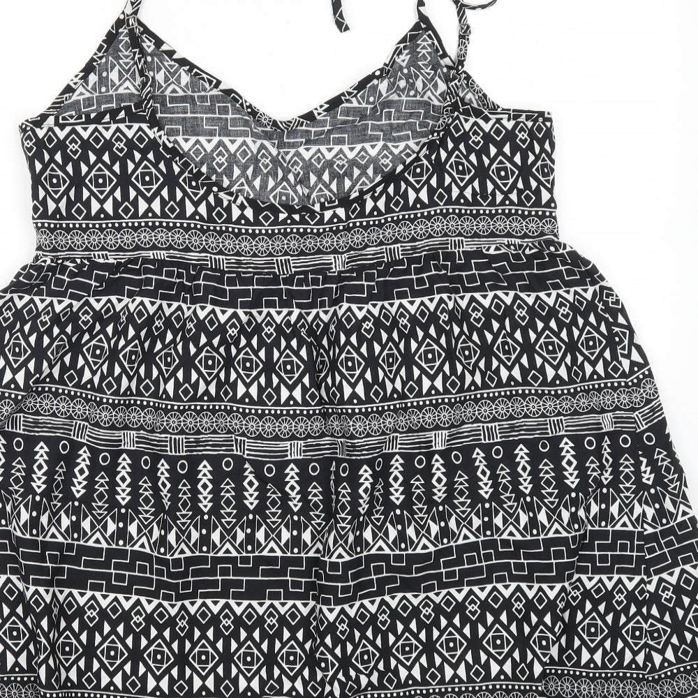 H&M Womens Black Geometric  Tank Dress  Size 8