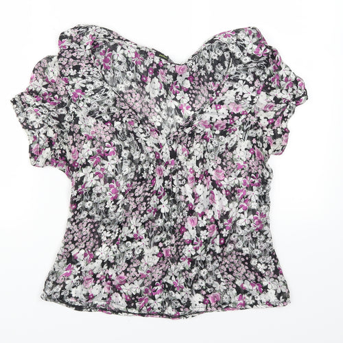 George Womens Purple Floral  Basic Button-Up Size 10