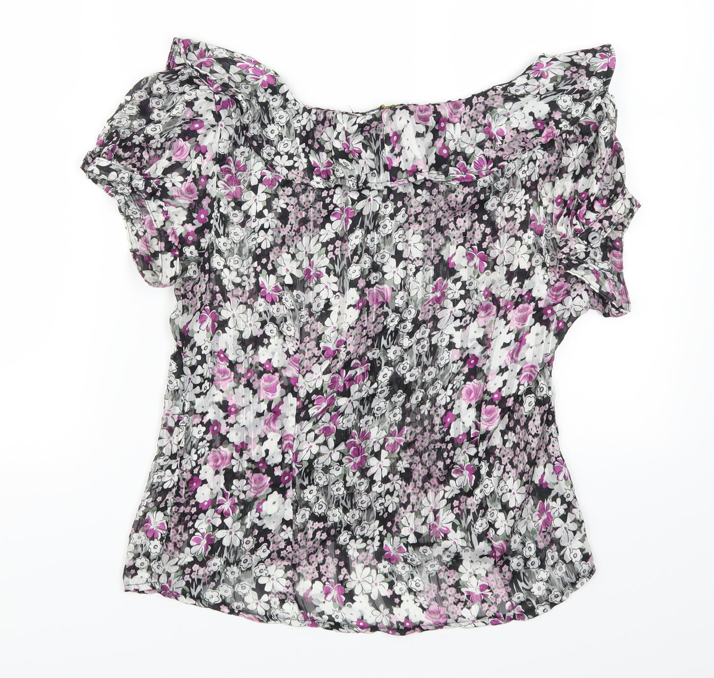 George Womens Purple Floral  Basic Button-Up Size 10